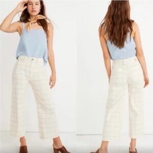Madewell White Checkered Trousers